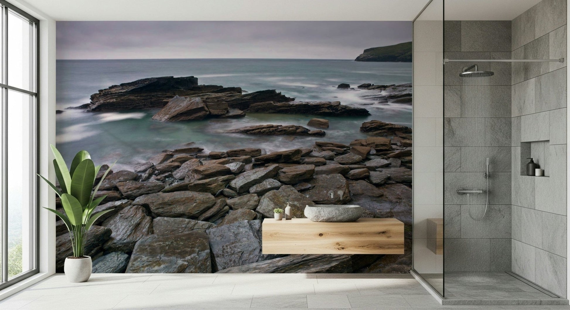 Trebarwith Strand rocky shore scene for guest room