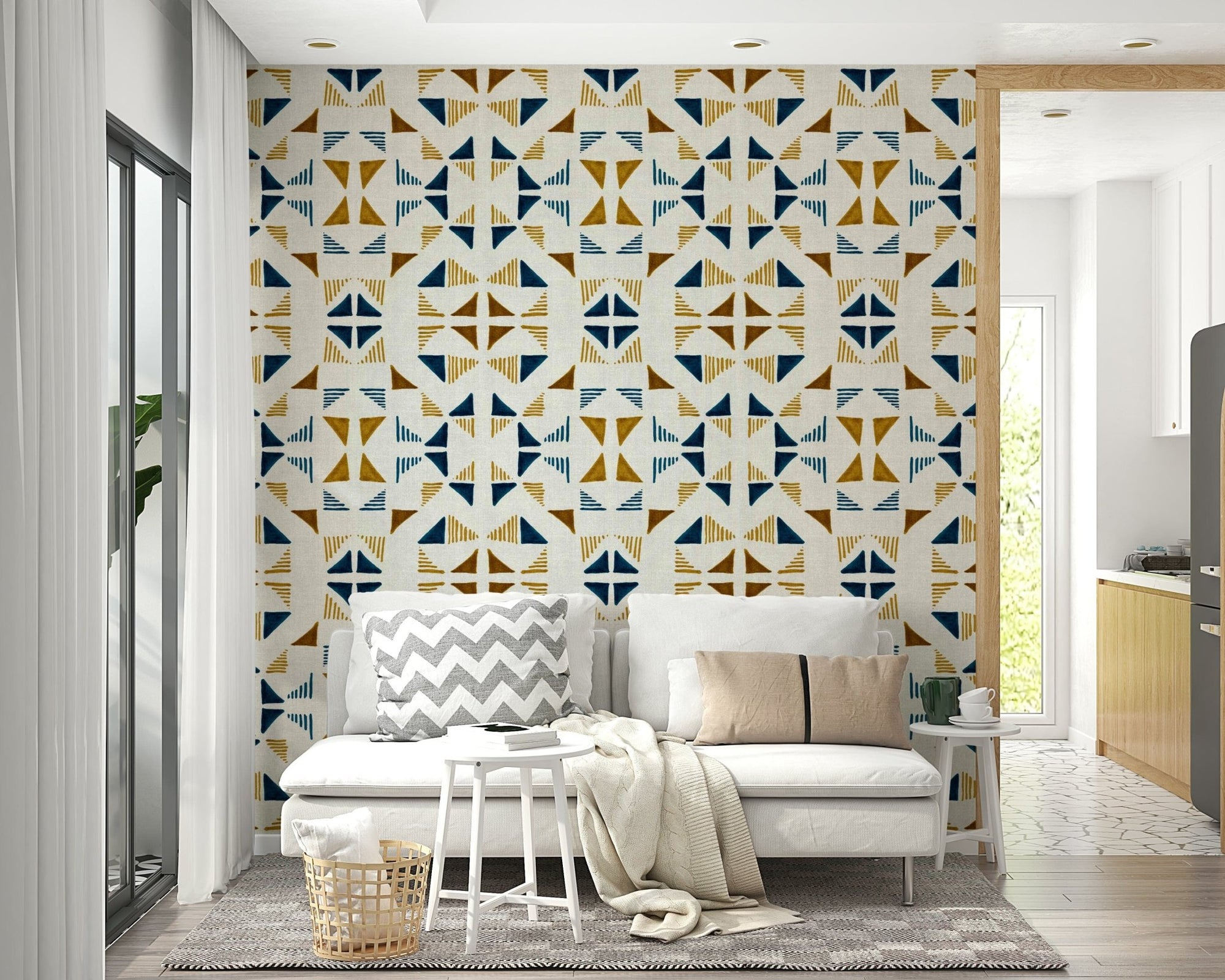 Triangles Composition Forest Wallpaper featuring geometric shapes in deep green and earthy brown tones.
