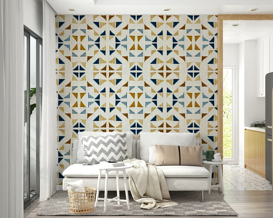 Triangles Composition Forest Wallpaper featuring geometric shapes in deep green and earthy brown tones.