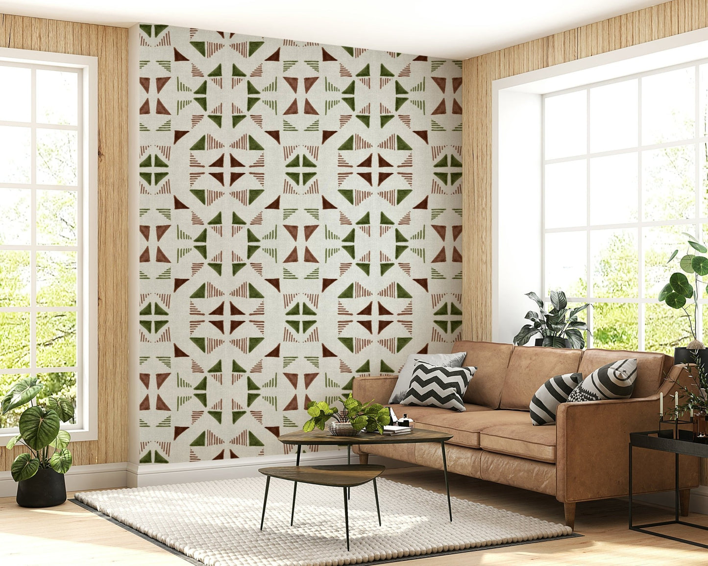 Papier peint composition triangles forêt