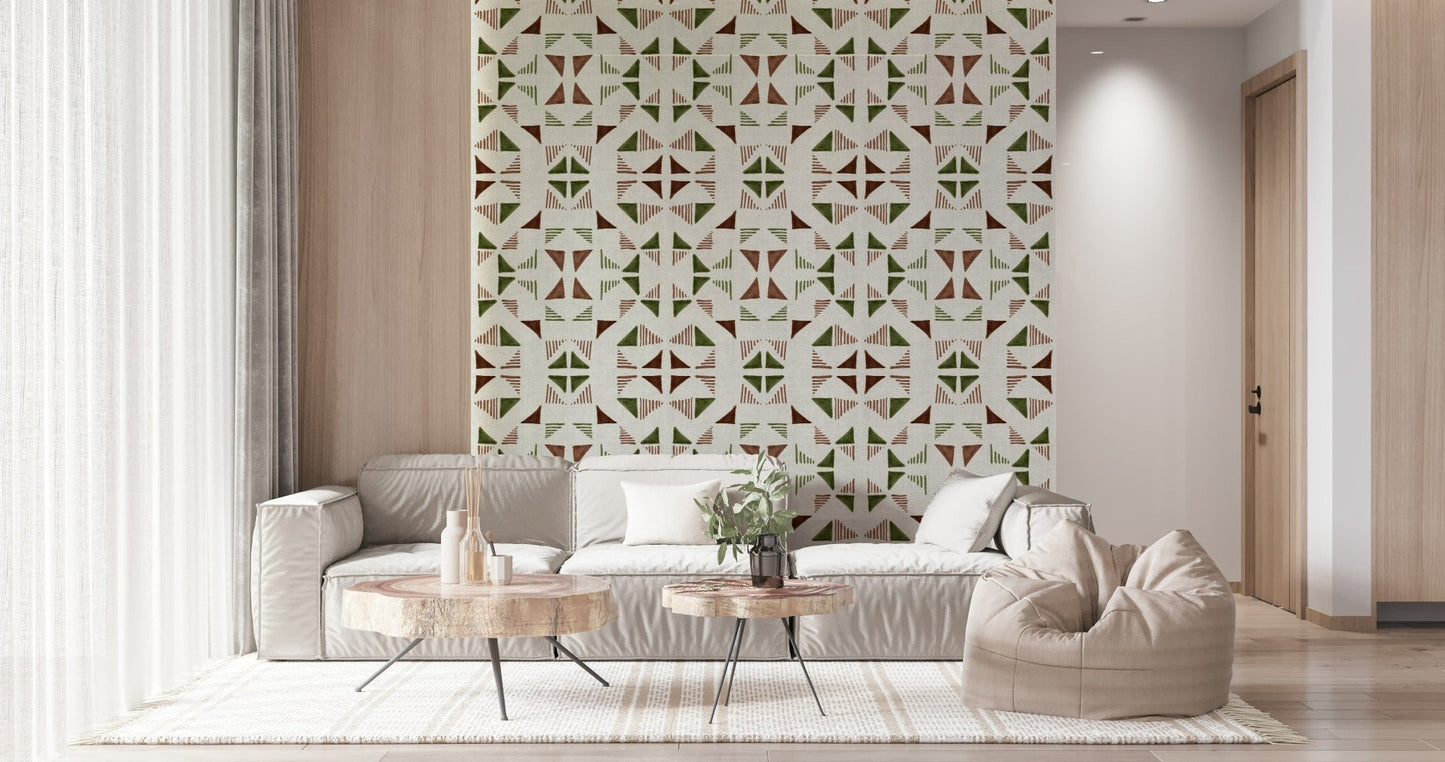 Papier peint composition triangles forêt