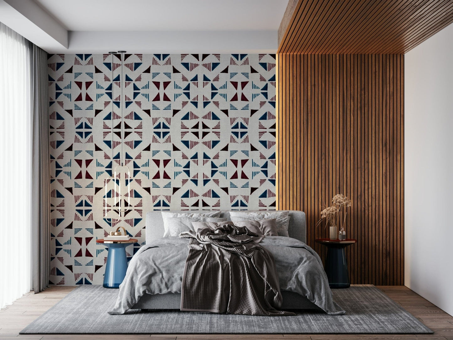 Abstract winter triangles composition wallpaper — elegant blend of gray, blue, and white geometry.