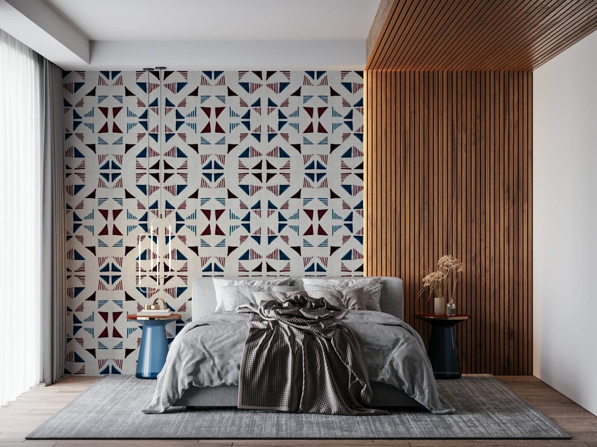 Abstract winter triangles composition wallpaper — elegant blend of gray, blue, and white geometry.