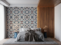 Abstract winter triangles composition wallpaper — elegant blend of gray, blue, and white geometry.