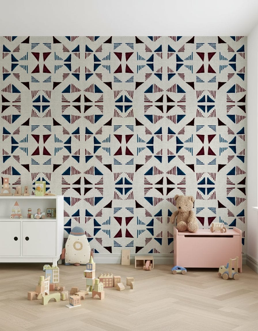 Scandinavian-style winter wall mural featuring icy triangles and subtle gradients.