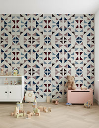 Scandinavian-style winter wall mural featuring icy triangles and subtle gradients.
