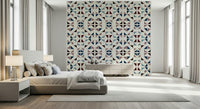 Minimalist winter wallpaper with overlapping triangles in snowy pastel tones.