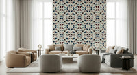 Stylish winter wall mural with layered triangle geometry and cool frosted textures.