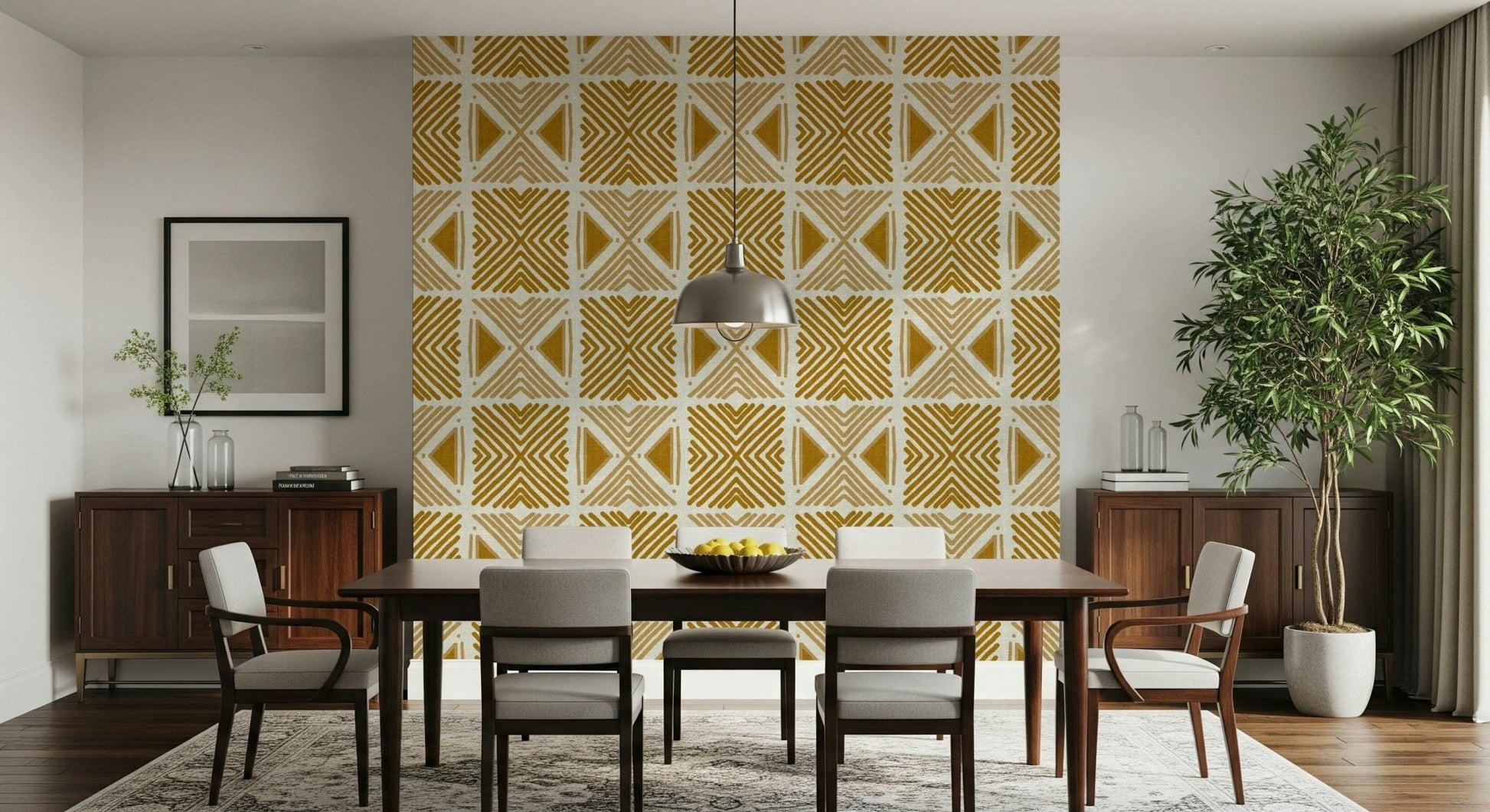 Ethical wallpaper, traditional symbolic Tribal Foliage Motif art.