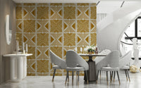 Bohemian wallpaper: Indigenous Tribal Foliage Motif, textured look.