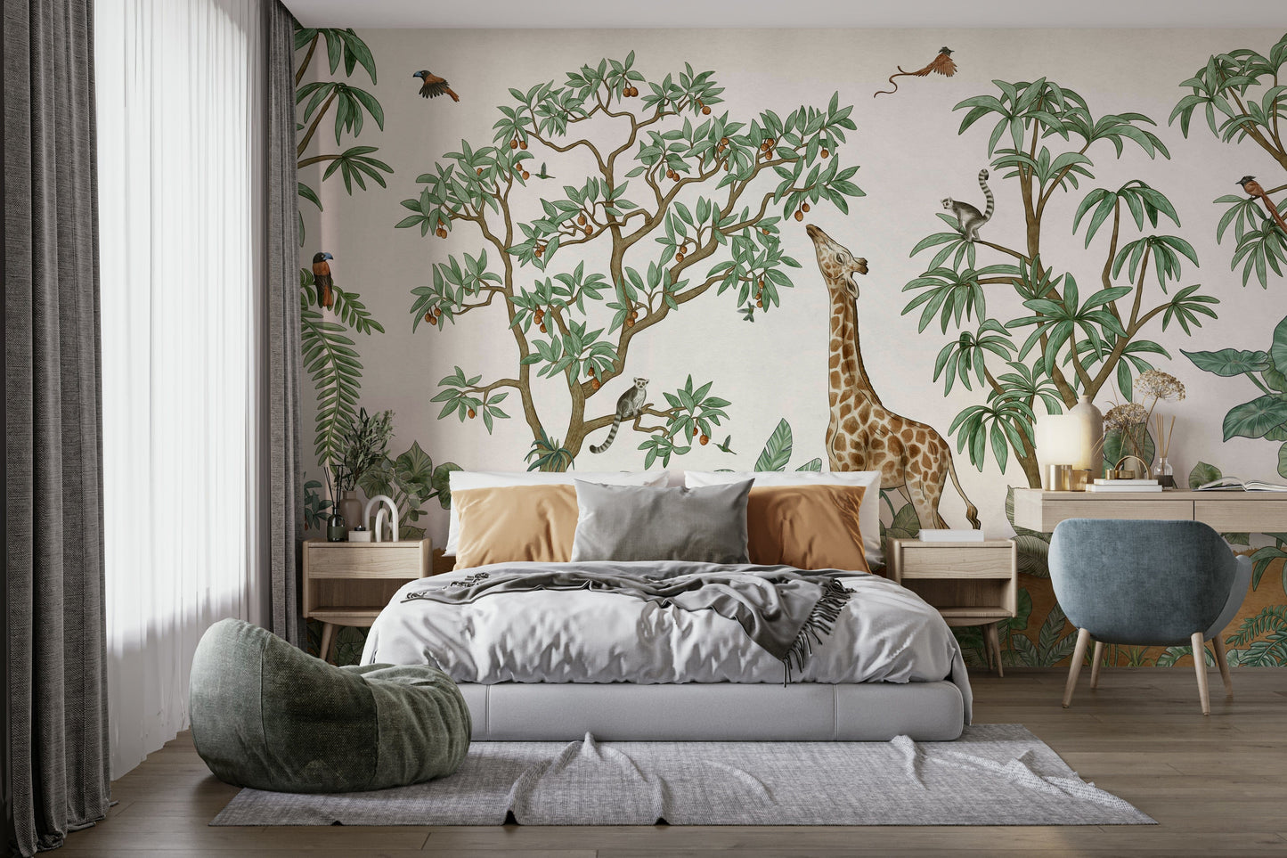 A classic jungle animal wallpaper for walls.

