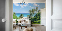 Tropical Beach Bliss Wall Mural with turquoise ocean view.

