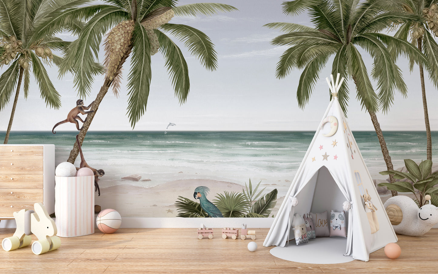 Beach Tropical Tree Wallpaper Mural - Giffywalls