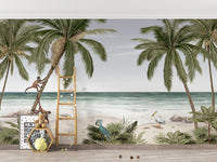 Beach Tropical Tree Wallpaper Mural - Giffywalls