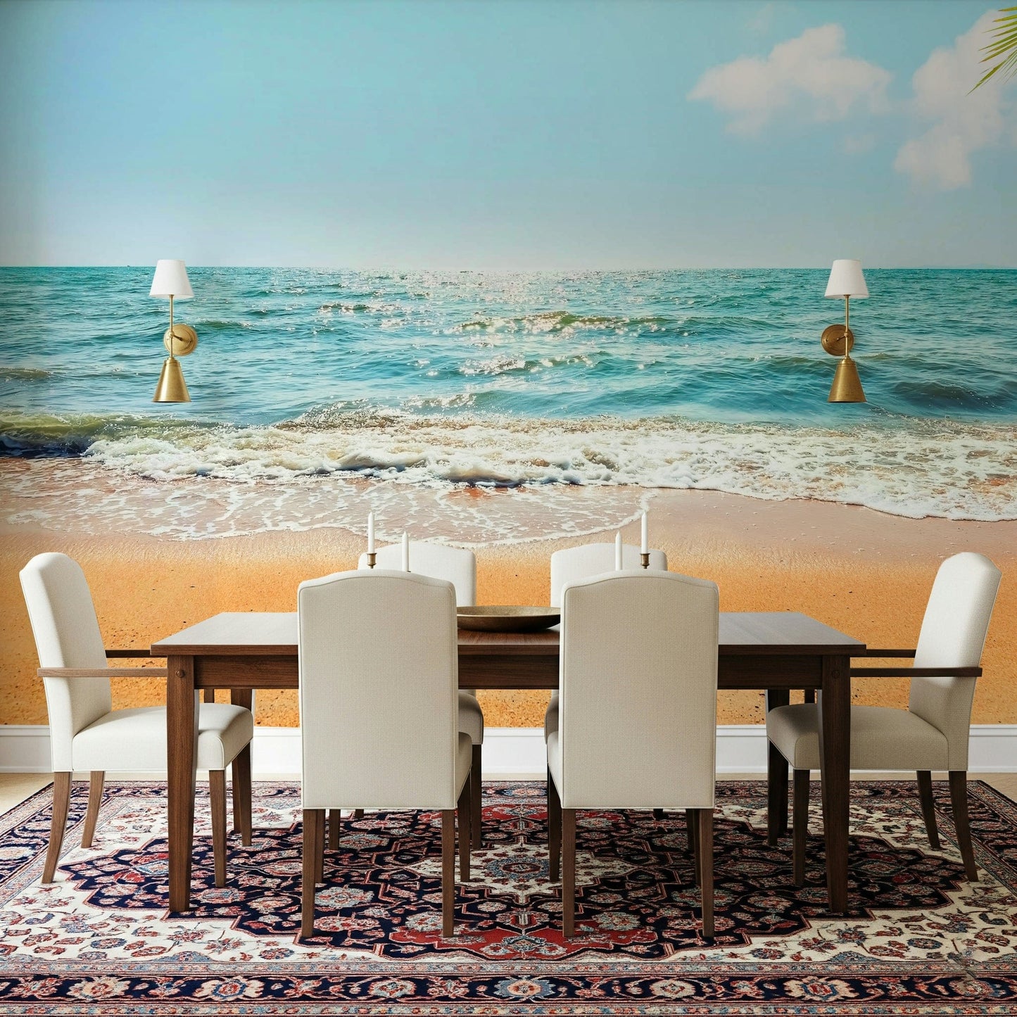 Tropical Escape aquatic blue wallpaper for walls.