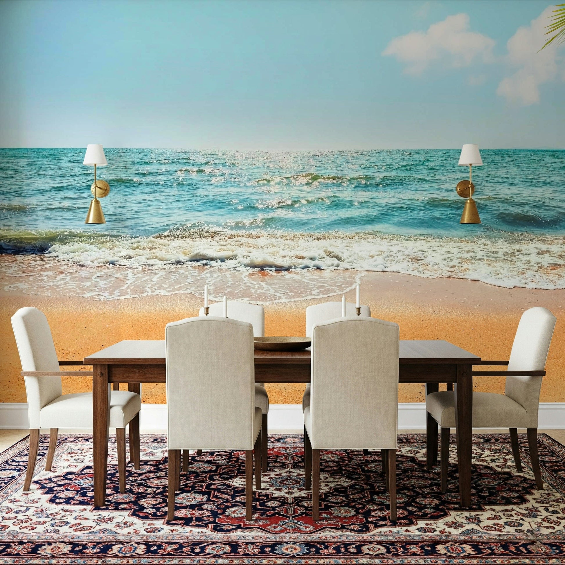 Tropical Escape aquatic blue wallpaper for walls.