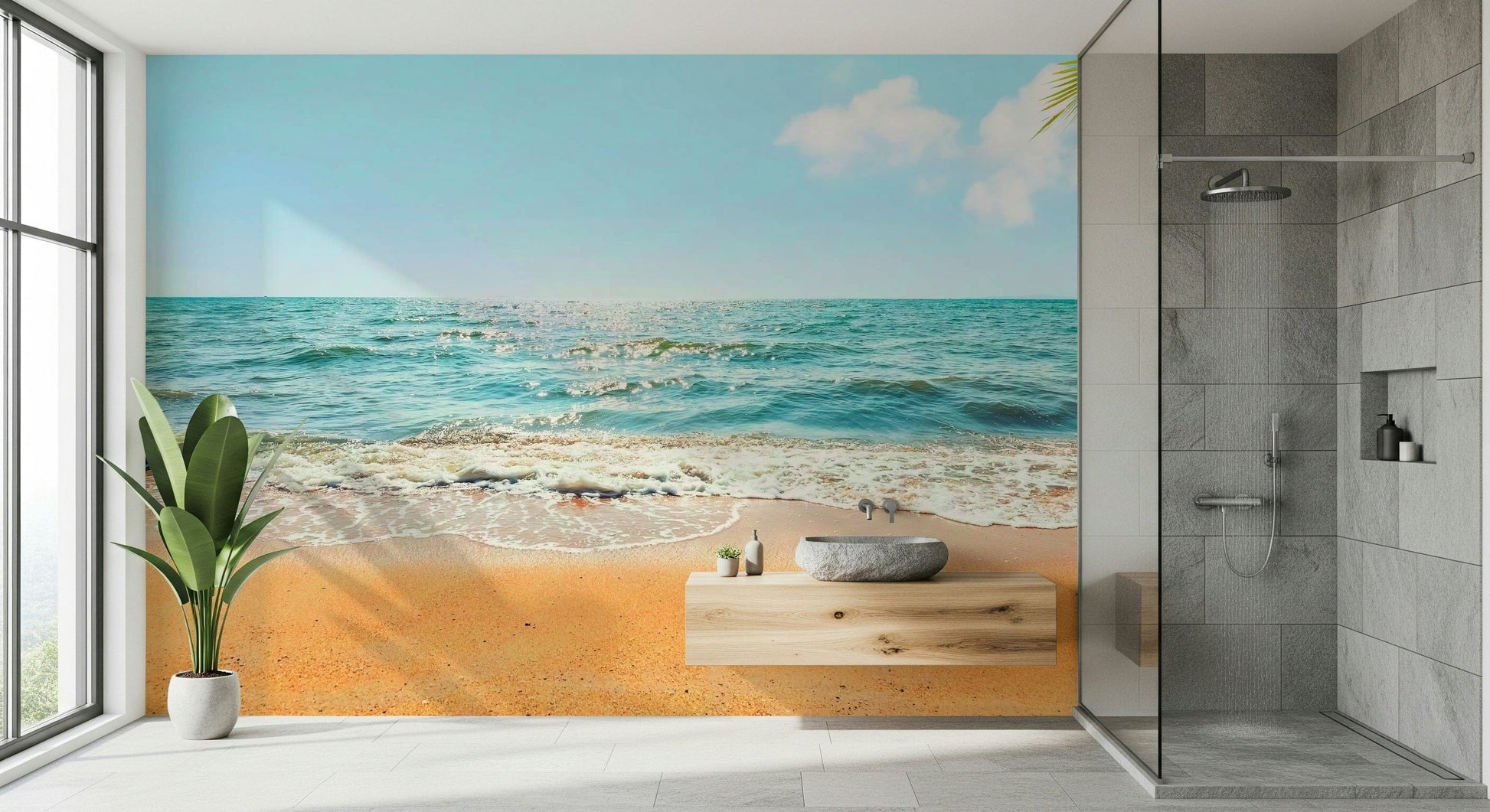 Island horizon vista Tropical Escape wallpaper mural.