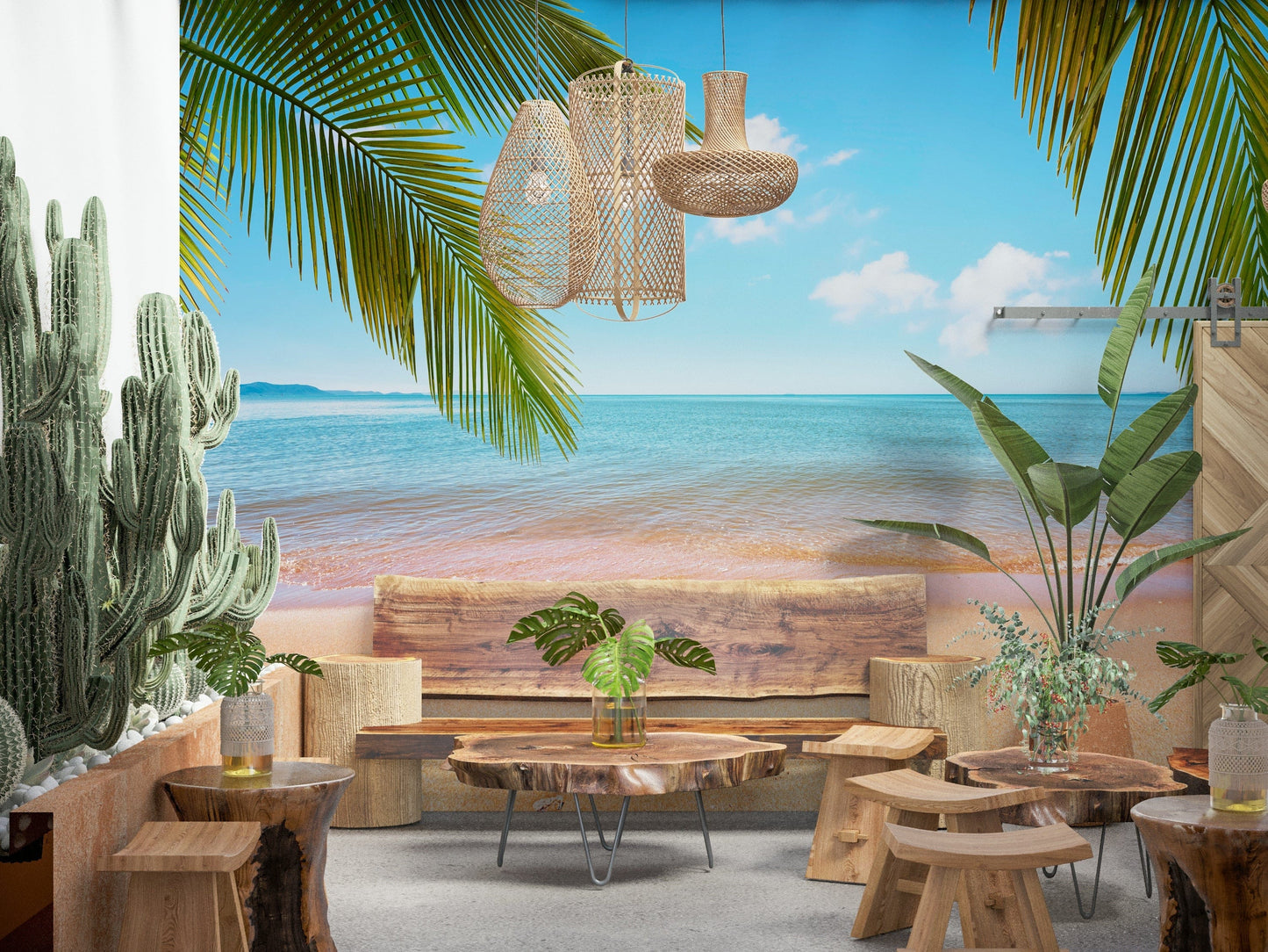 Mural de pared de costa tropical