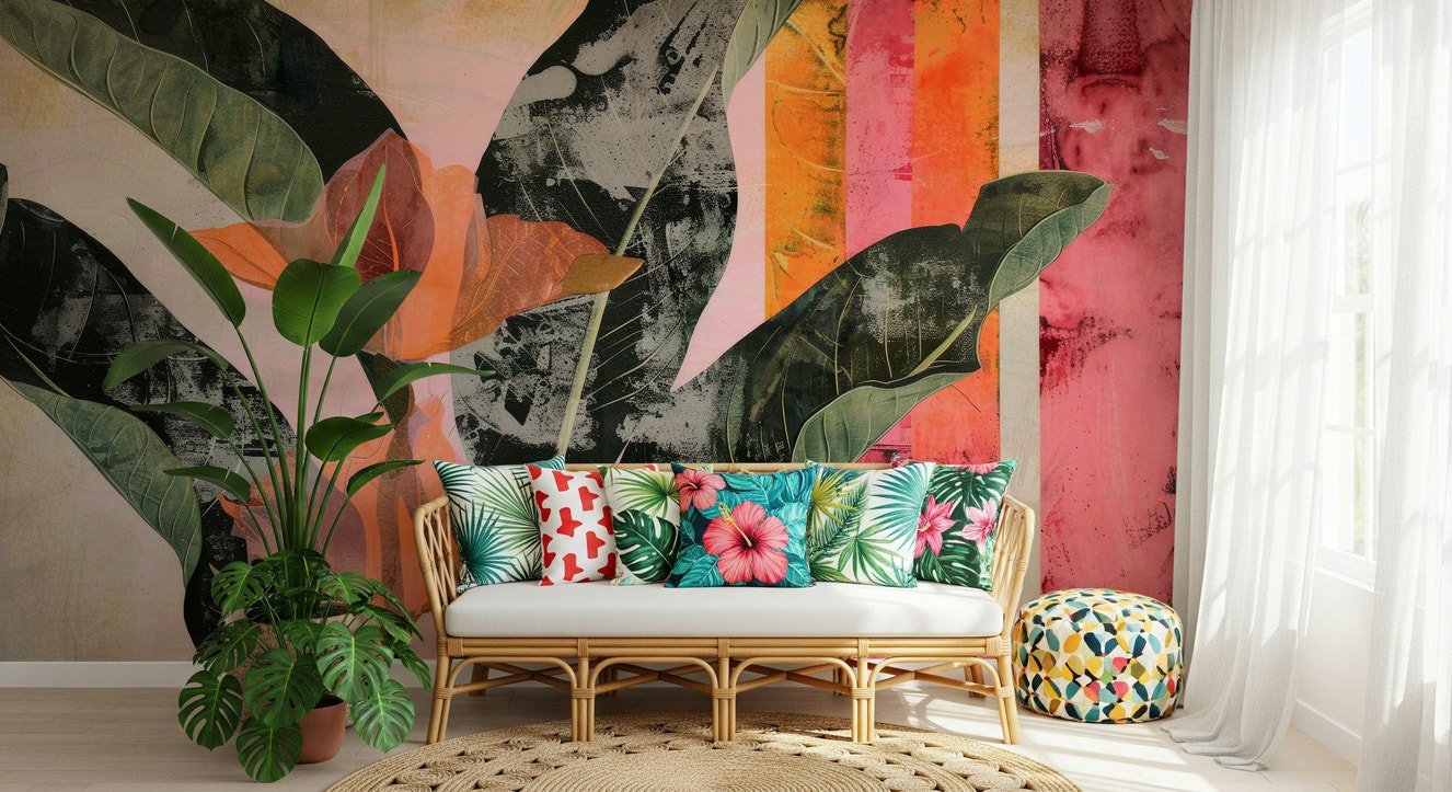 A beautiful subtle botanical wallpaper mural for a modern home.

