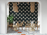 Statement Luxe Palms wall mural featuring stylized, symmetrical palm plants.