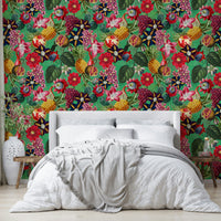 Vibrant foliage and flowers in Tropical Eden wallpaper for walls

