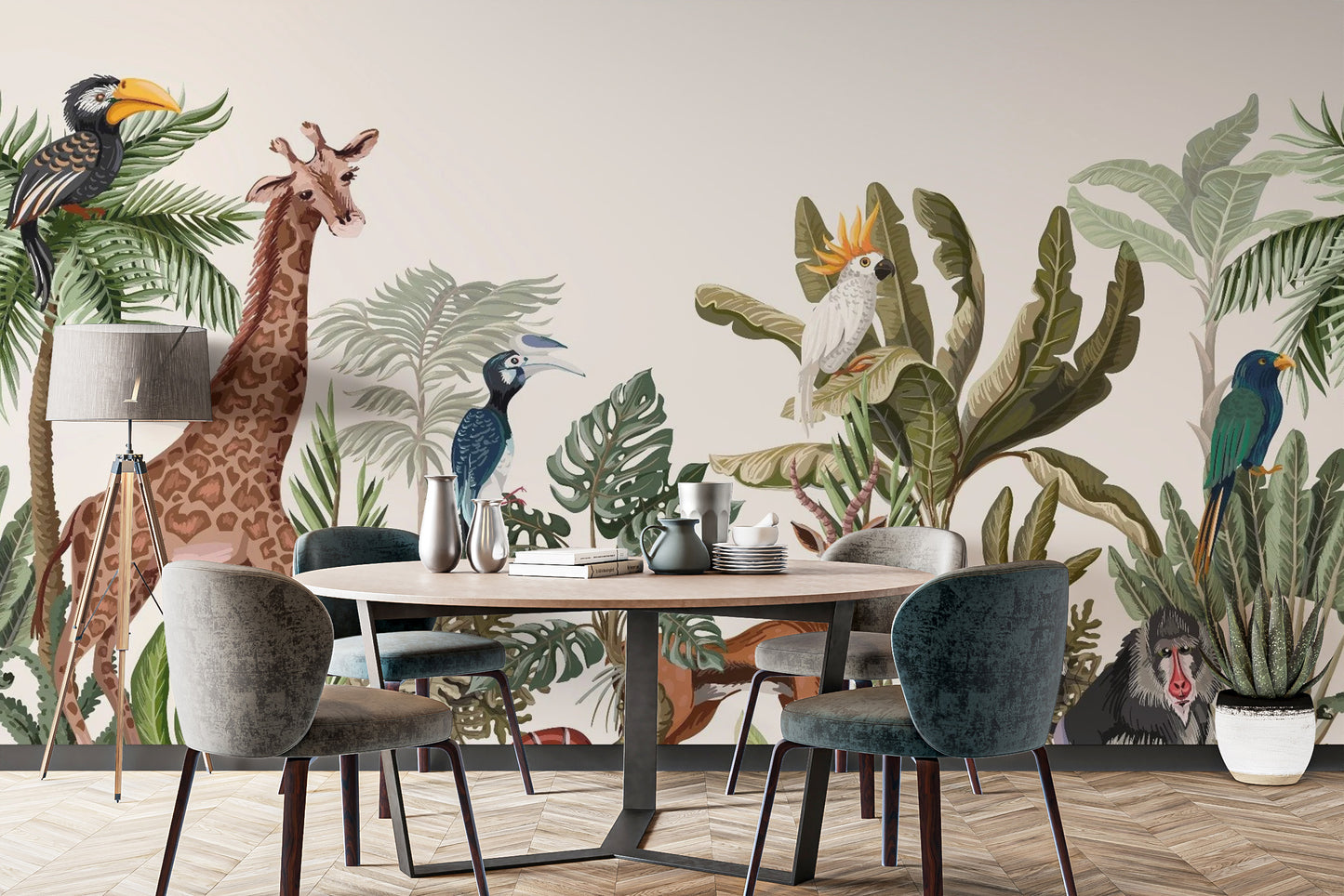 Tropical Forest Animal Wallpaper Murals for Walls