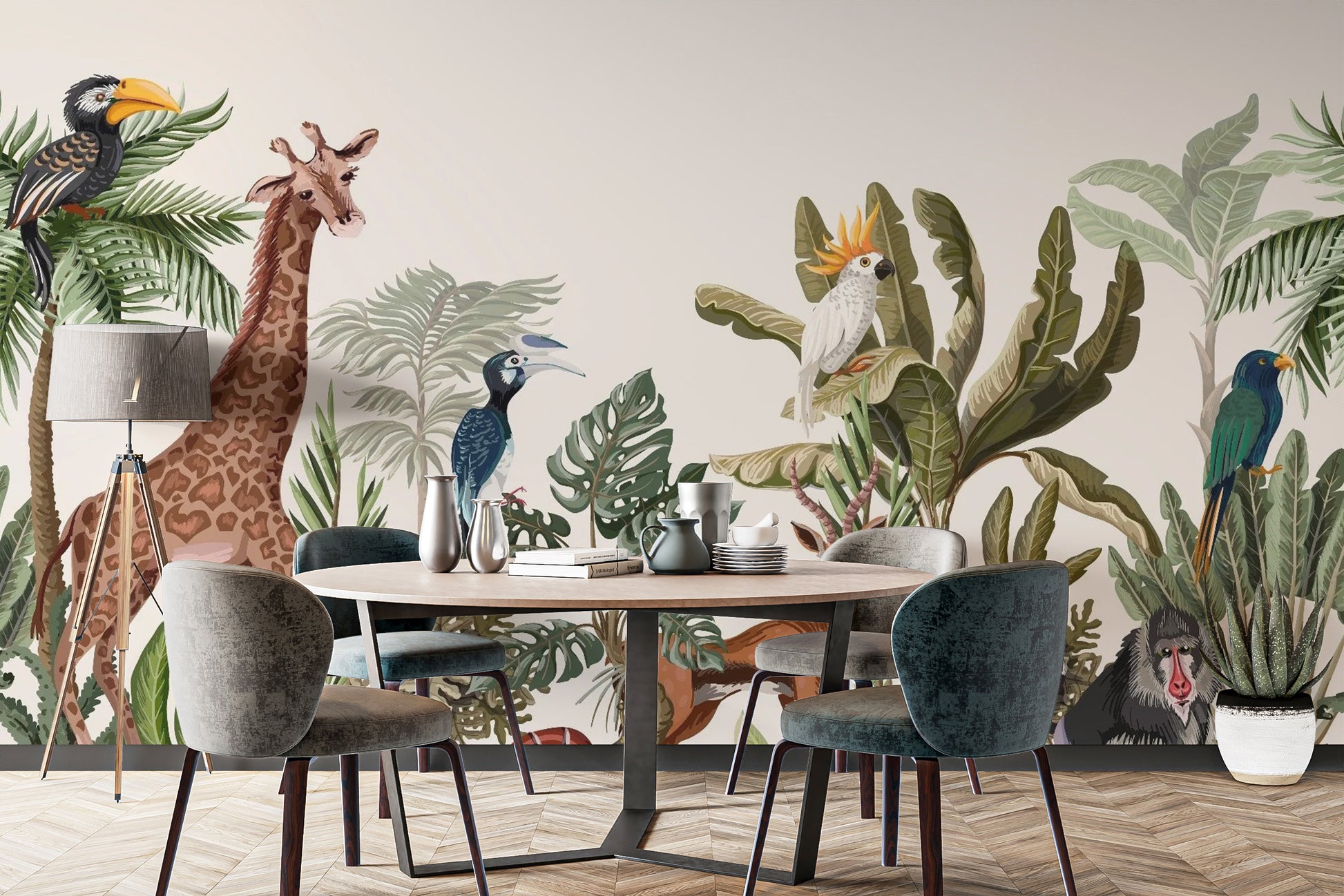 Tropical Forest Animal Wallpaper Murals for Walls