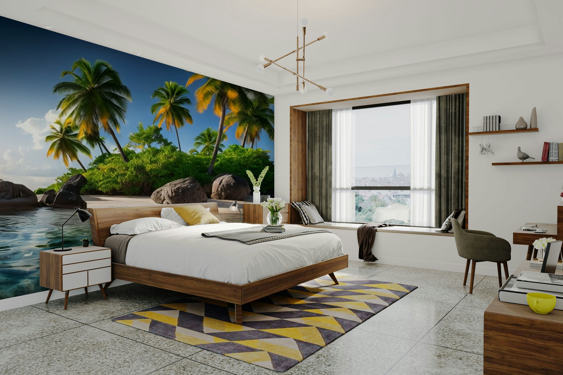 The design has a very polished and luxurious effect on the space.

