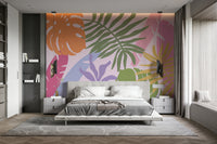 An artistic abstract color mural on minimalist wallpaper.

