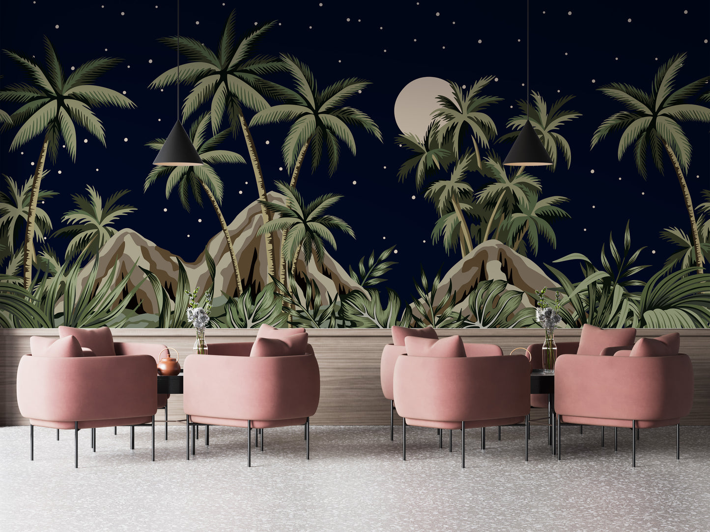 Tropical Night Sky Wallpaper Mural - Giffywalls