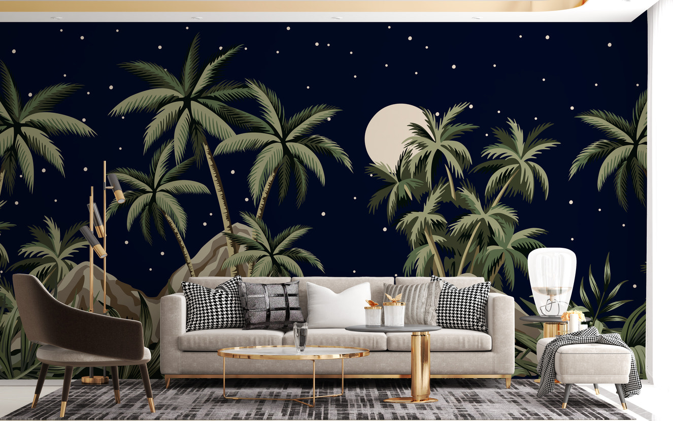 Tropical Night Sky Wallpaper Mural