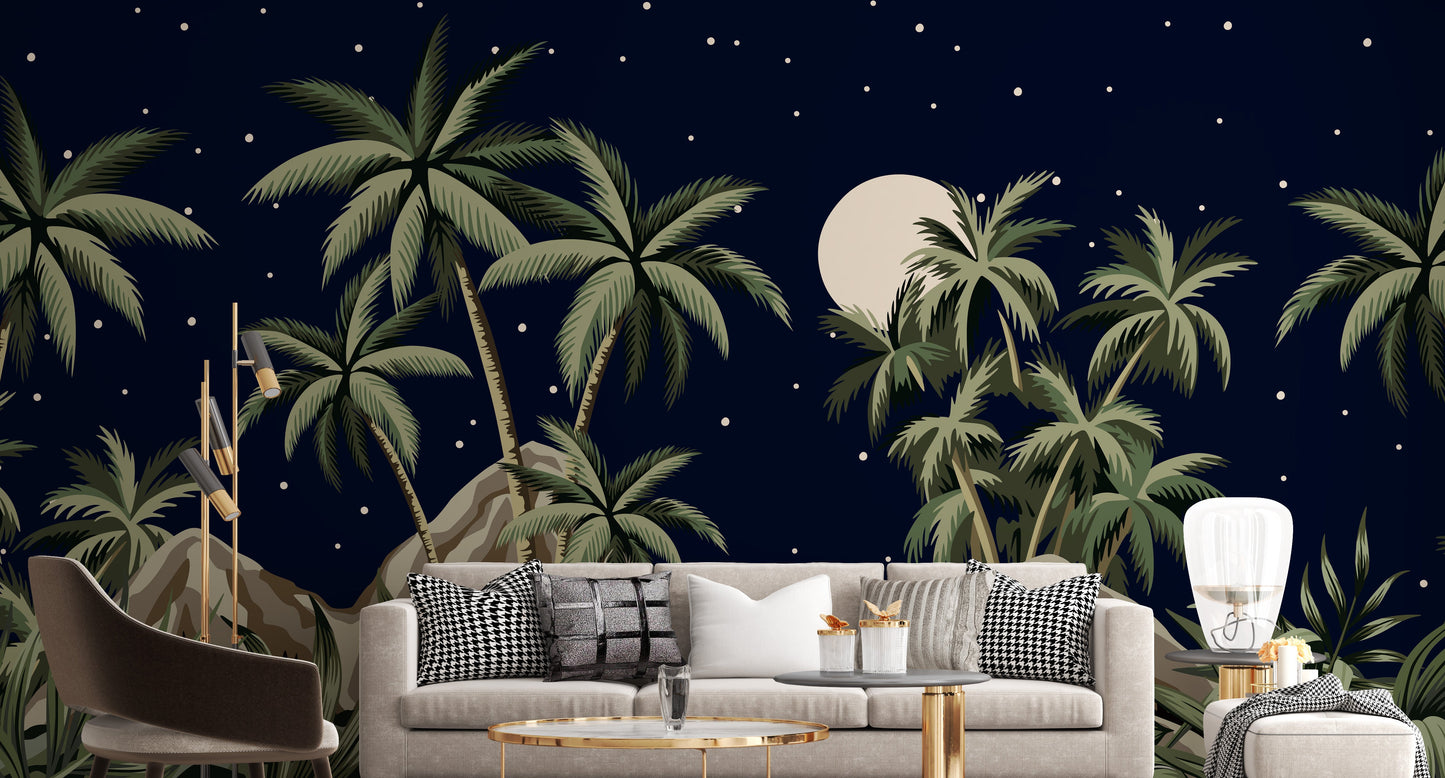 Tropical Night Sky Wallpaper Mural