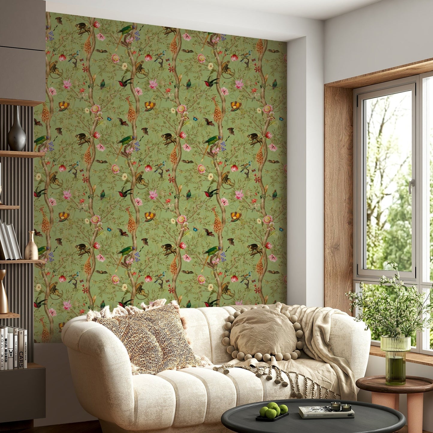 Jungle-themed mural wallpaper for kids' rooms

