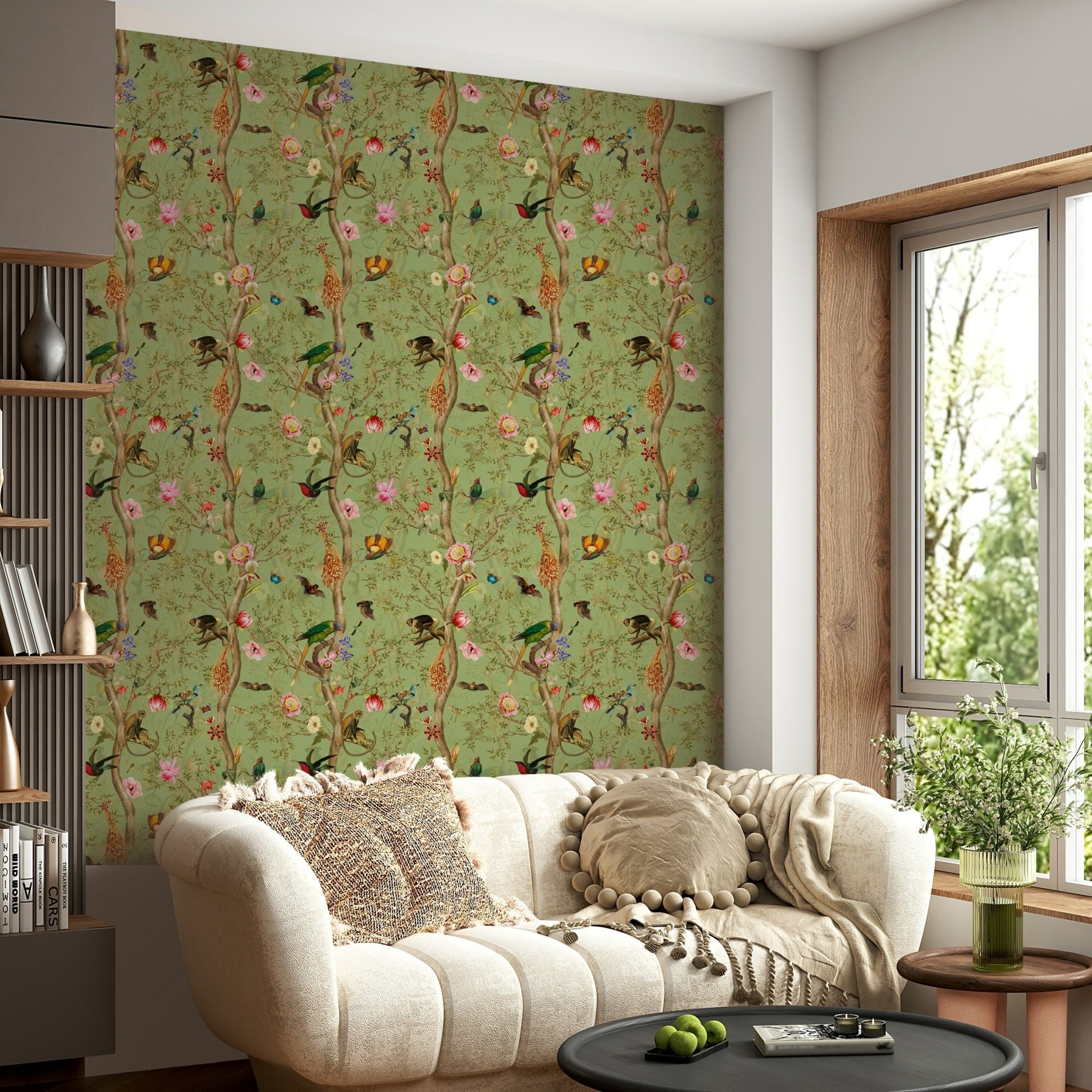 Jungle-themed mural wallpaper for kids' rooms

