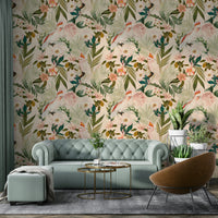 Lush tropical birds wallpaper bringing nature to your walls.

