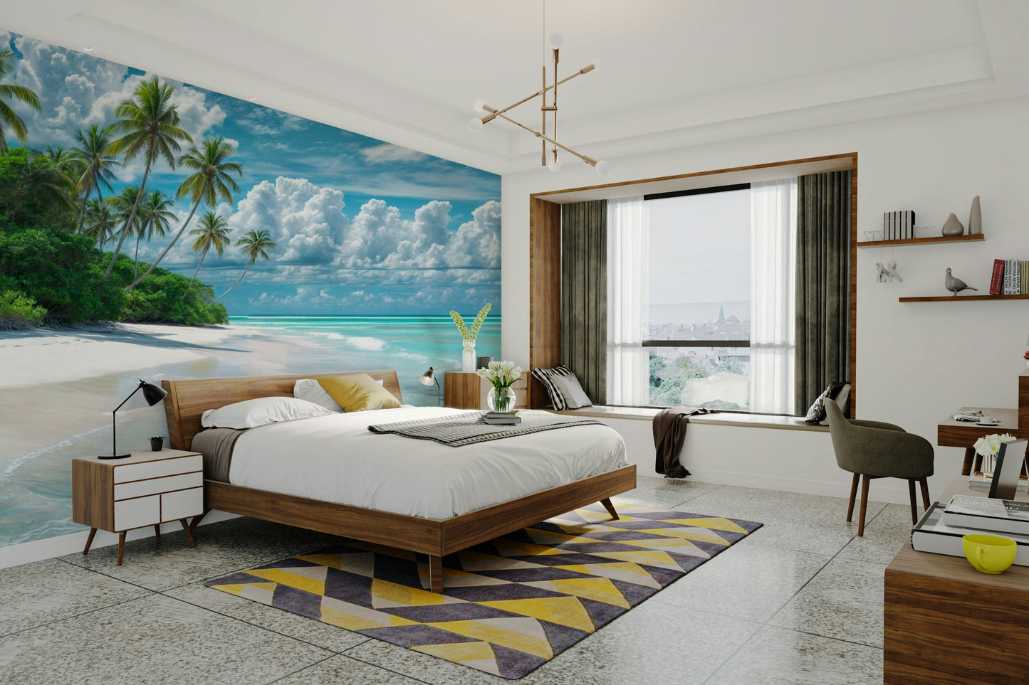 Paradise beach and sea wallpaper art

