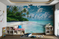 Coastal palm trees wall mural design


