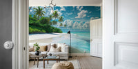 Caribbean beach and palms wall mural

