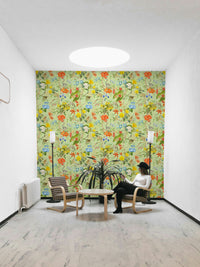 Bright tropical mural bringing nature’s vibrancy indoors.

