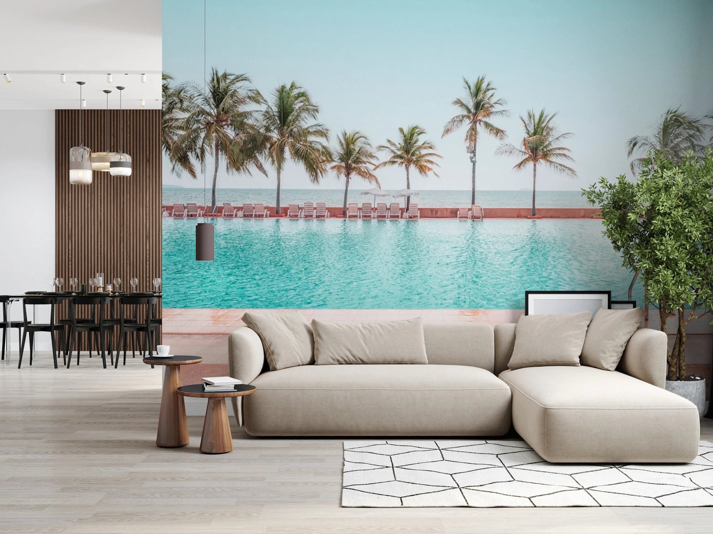 Tropical Poolside Wall Mural