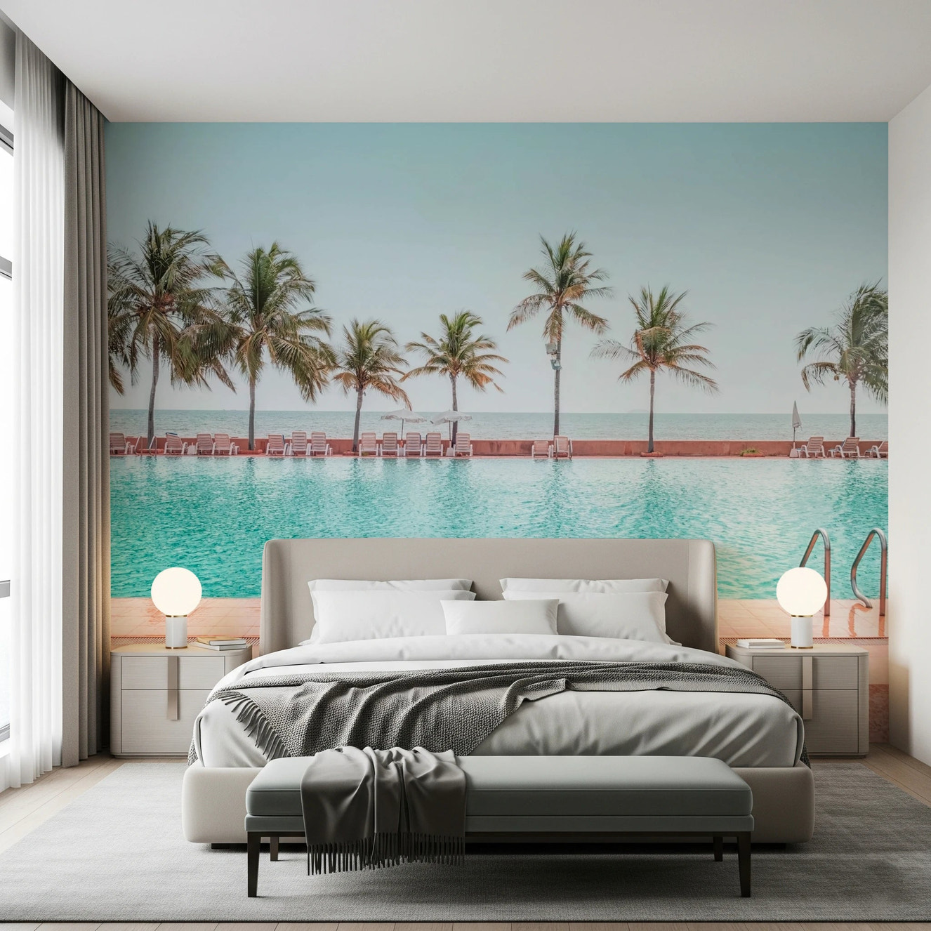 Tropical Poolside Wall Mural