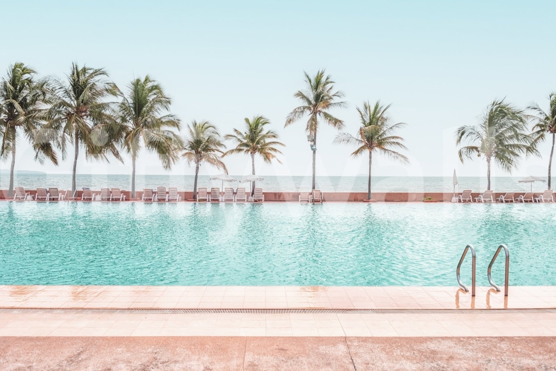 Tropical Poolside Wall Mural