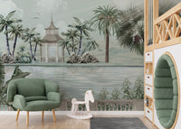 Watercolor Tropical Riverbank Wallpaper Mural - Giffywalls
