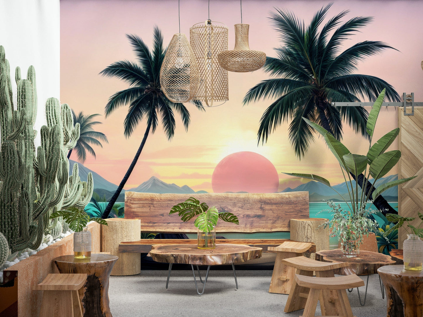 Tropical Sunset serene ocean breeze wallpaper mural