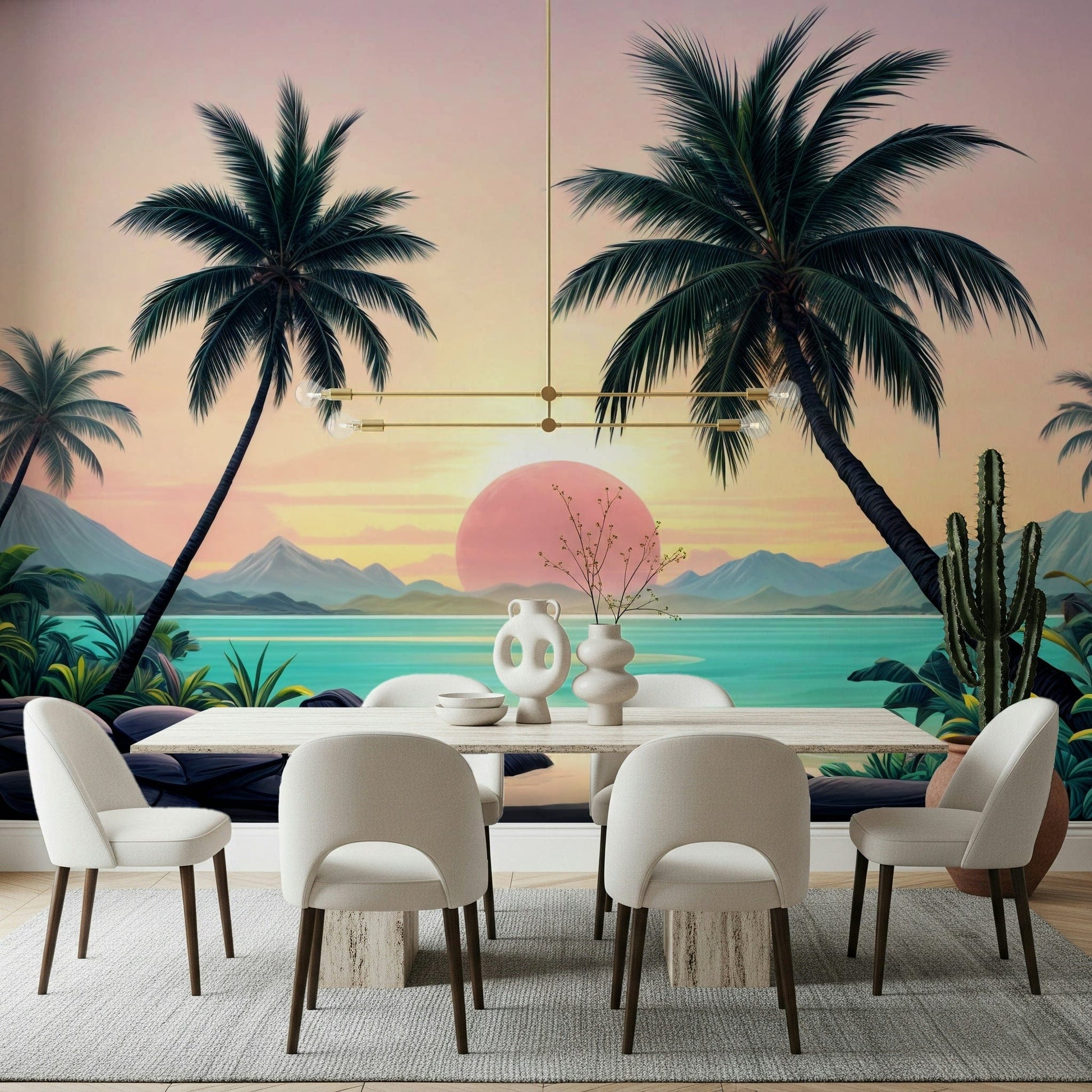 Sun drenched island shores Tropical Sunset wall mural