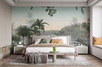 Serene tropical trees wall mural design
