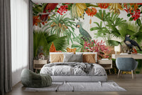 Tropical Eden wallpaper mural with vibrant greens and vintage style

