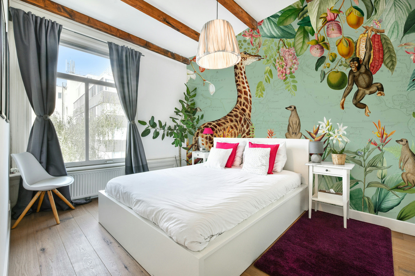 Tropical Vintage Expedition wall mural with lush greenery

