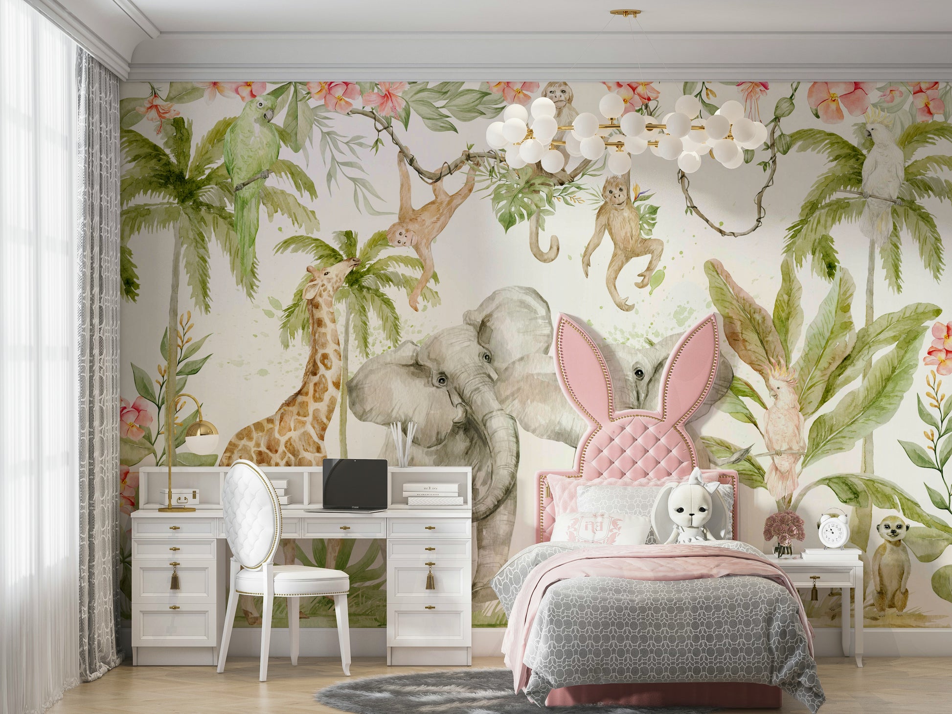 Colourful tropical wall mural for living rooms

