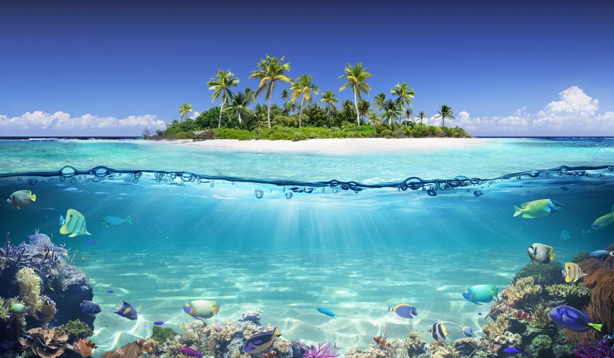 Blue Ocean Island Beach Wallpaper Mural